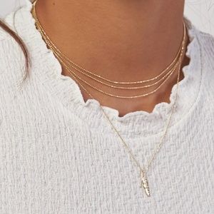 14k Yellow Gold Triple Layered Beaded Adjustable